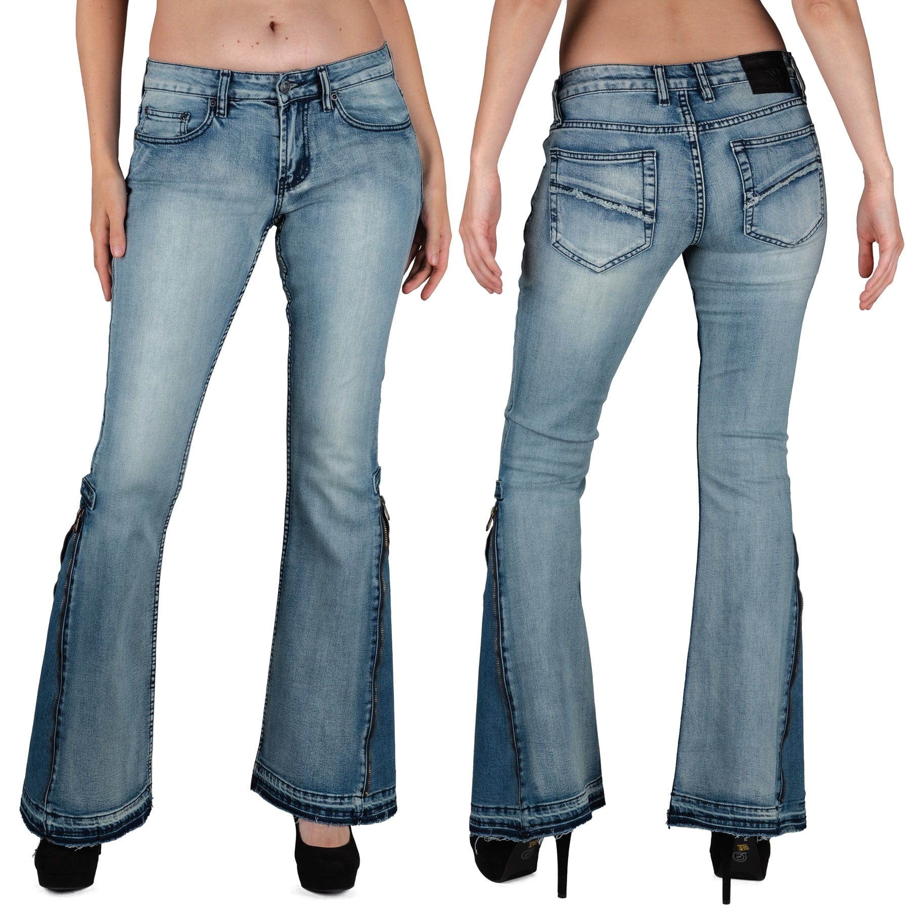 Wornstar Clothing Hellraiser Side Zipper Unsex Jeans - Classic Blue