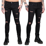 Wornstar Clothing Mens Jeans. Rampager Shredded Denim Jeans - Black
