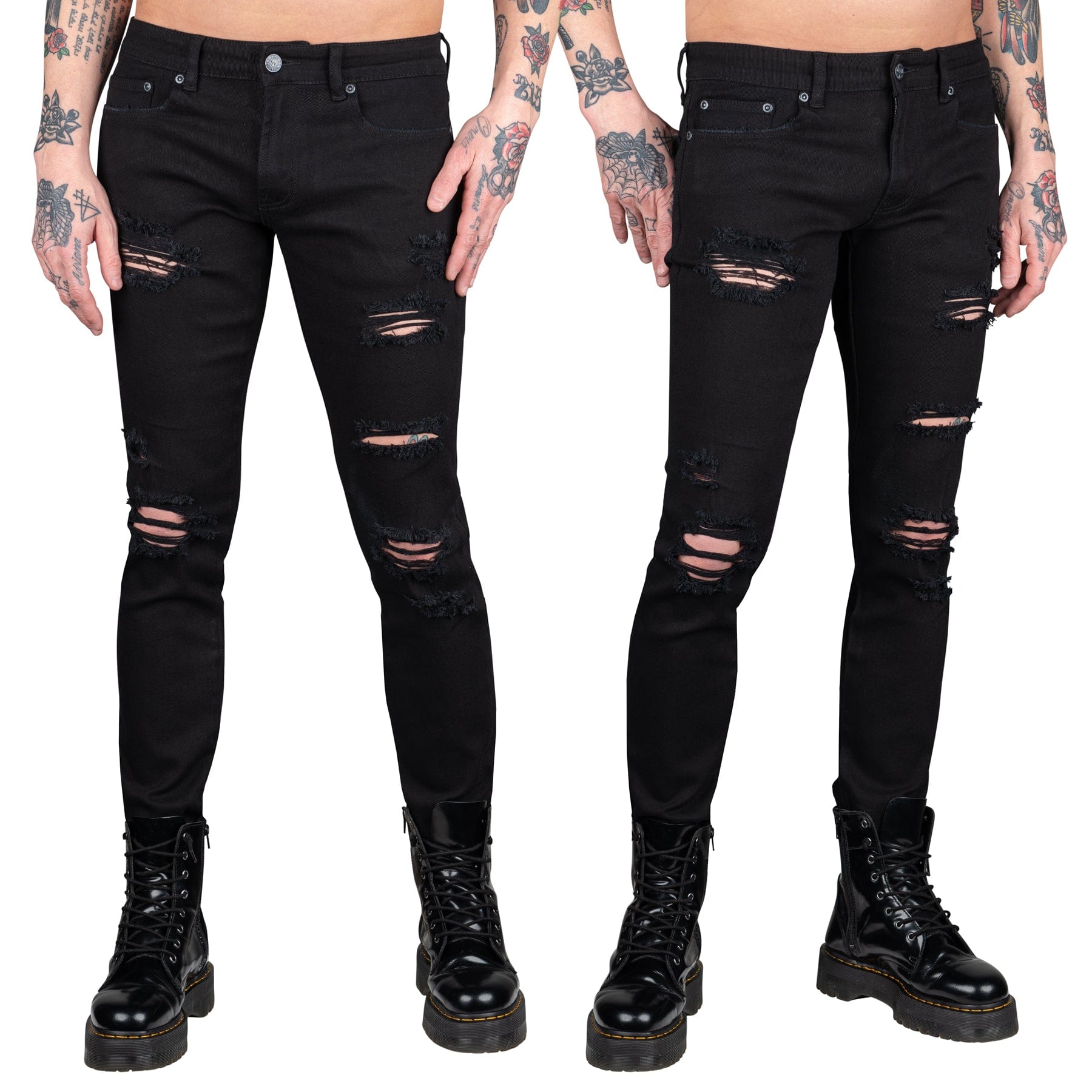 Wornstar Clothing Mens Jeans. Rampager Shredded Denim Jeans - Black