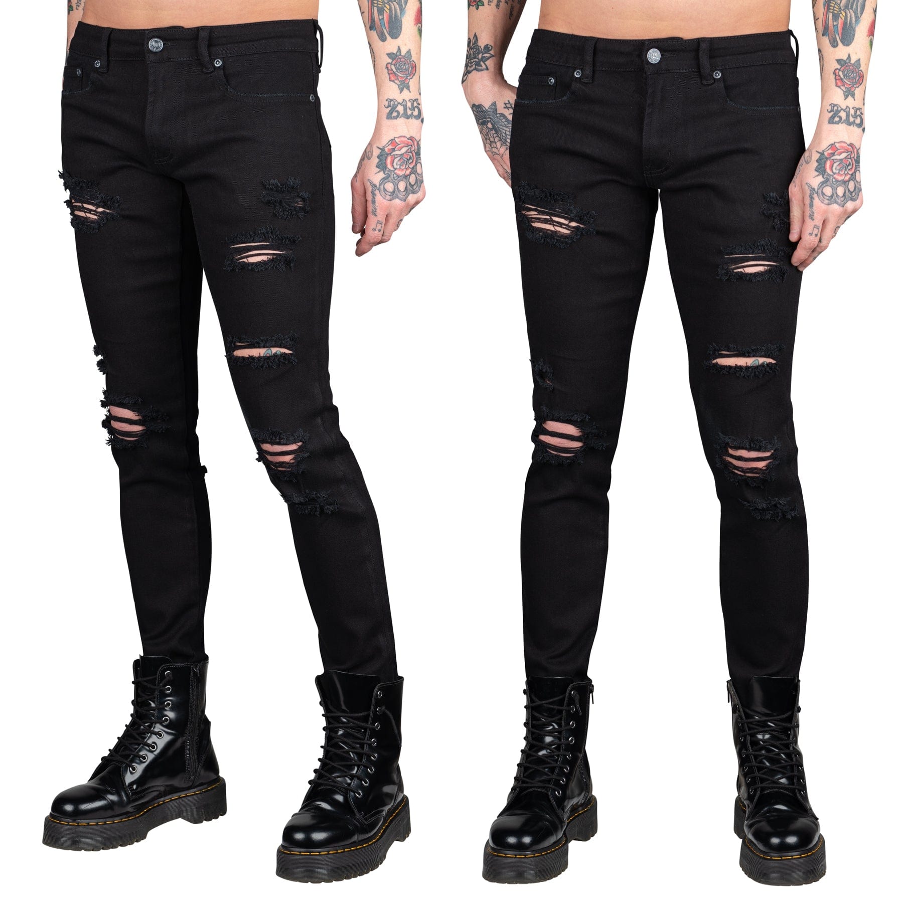 Wornstar Clothing Mens Jeans. Rampager Shredded Denim Jeans - Black