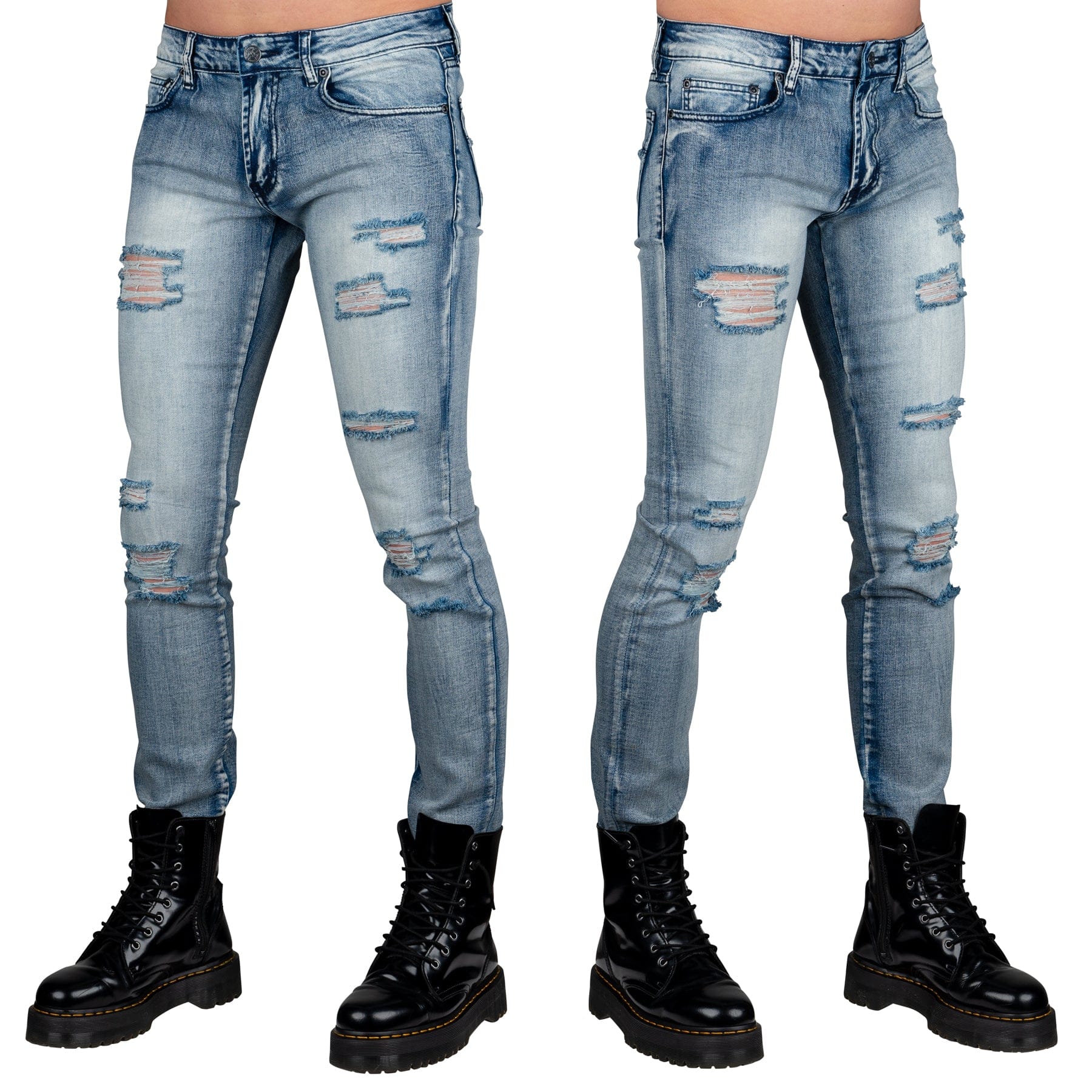 Wornstar Clothing Rampager Shredded Mens Jeans - Classic Blue