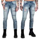 Wornstar Clothing Mens Jeans. Rampager Shredded Denim Jeans - Classic Blue