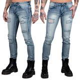 Wornstar Clothing Mens Jeans. Rampager Shredded Denim Jeans - Classic Blue