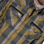 Wornstar Clothing Mens Long Sleeve Shirt. Amarillo Button Down Plaid Shirt.