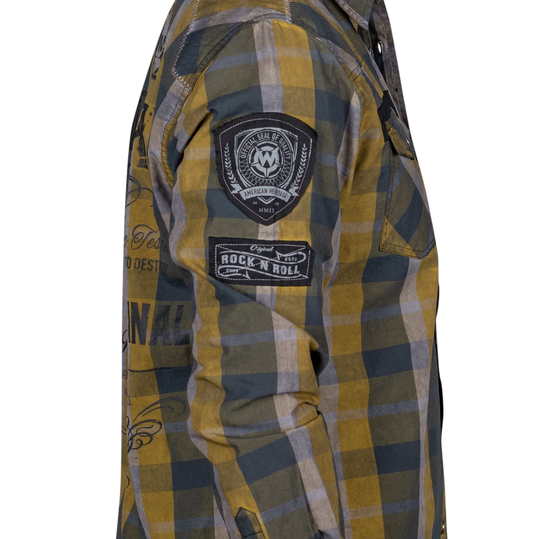 Wornstar Clothing Mens Long Sleeve Shirt. Amarillo Button Down Plaid Shirt.
