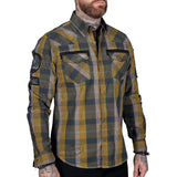 Wornstar Clothing Mens Long Sleeve Shirt. Amarillo Button Down Plaid Shirt.