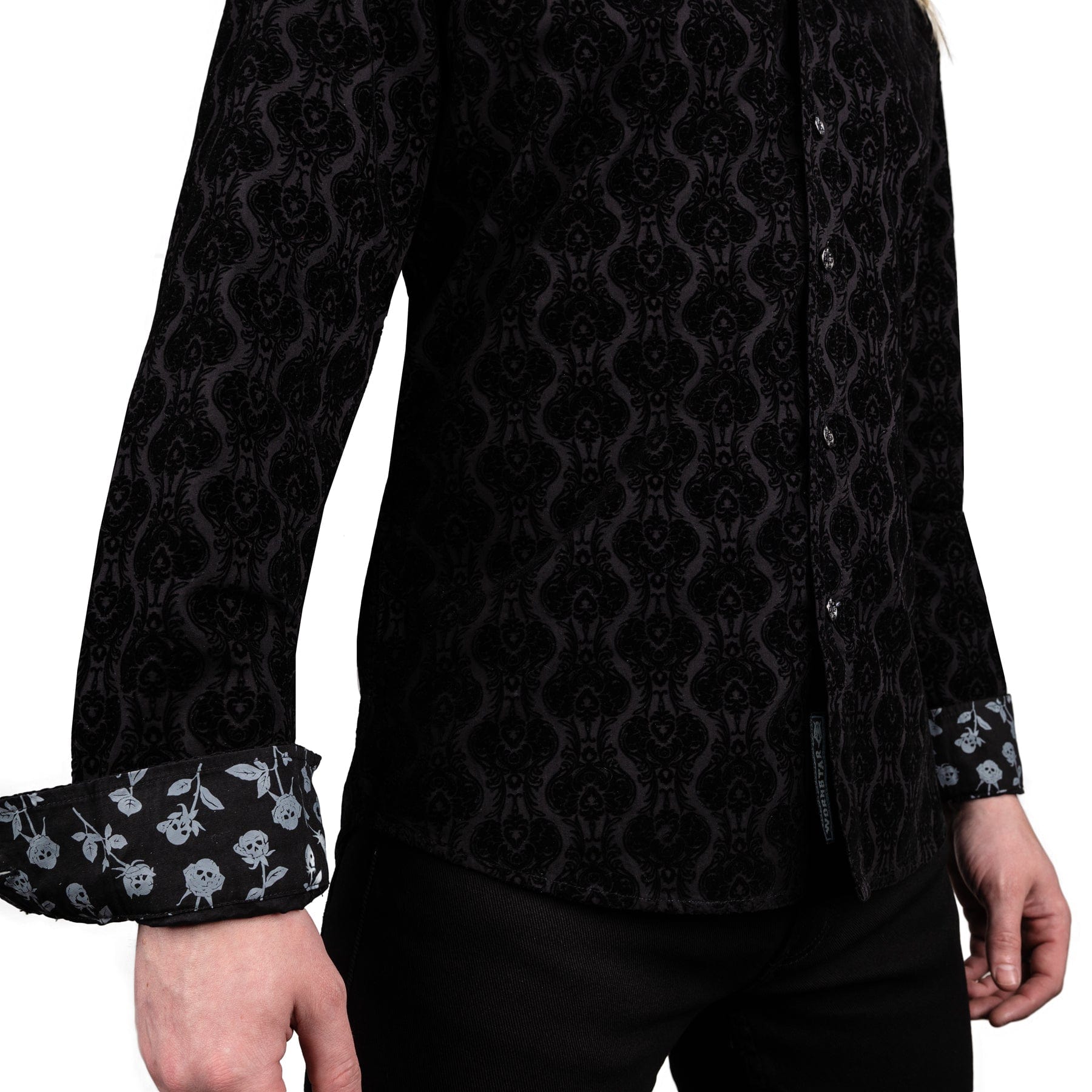 Wornstar Clothing Mens Long Sleeve Shirt. Amaryllis Black Button Down Shirt.