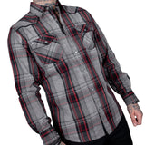 Wornstar Clothing Mens Long Sleeve Shirt. Asphalt Button Down Plaid Shirt.