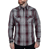 Wornstar Clothing Mens Long Sleeve Shirt. Asphalt Button Down Plaid Shirt.