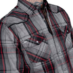 Wornstar Clothing Mens Long Sleeve Shirt. Asphalt Button Down Plaid Shirt.