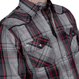 Wornstar Clothing Mens Long Sleeve Shirt. Asphalt Button Down Plaid Shirt.