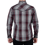 Wornstar Clothing Mens Long Sleeve Shirt. Asphalt Button Down Plaid Shirt.