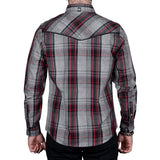 Wornstar Clothing Mens Long Sleeve Shirt. Asphalt Button Down Plaid Shirt.