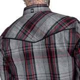 Wornstar Clothing Mens Long Sleeve Shirt. Asphalt Button Down Plaid Shirt.