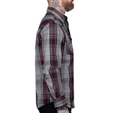 Wornstar Clothing Mens Long Sleeve Shirt. Asphalt Button Down Plaid Shirt.