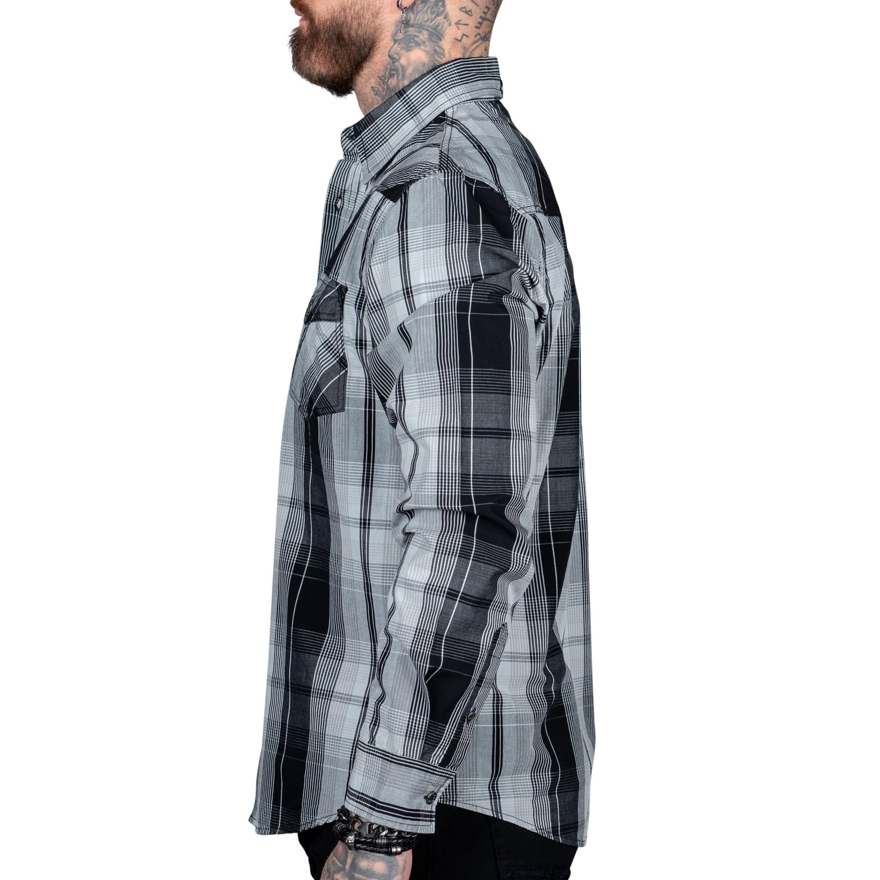 Wornstar Clothing Mens Long Sleeve Shirt. Heir Button Down Plaid Shirt.