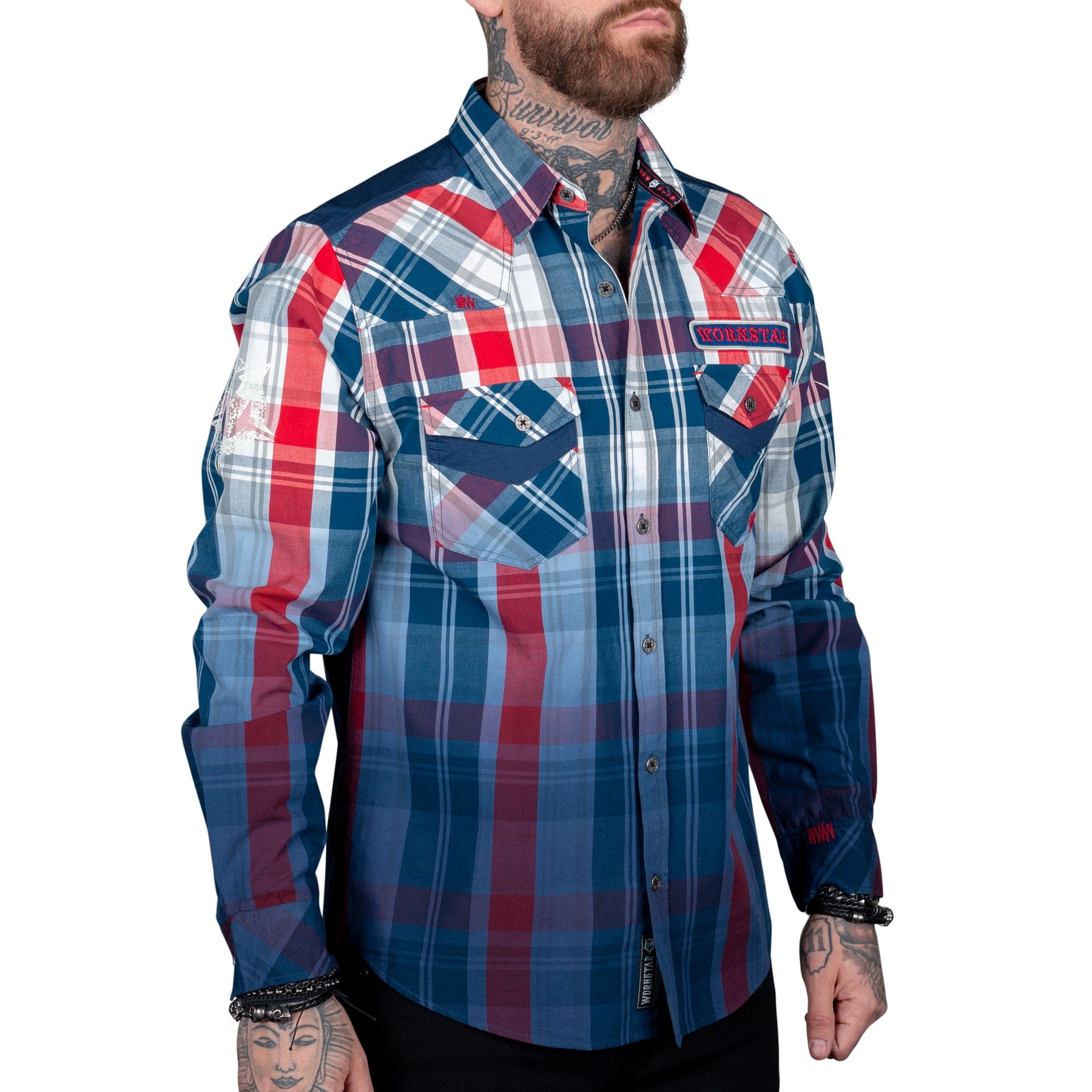 Wornstar Clothing Mens Button Down Heritage Plaid Shirt