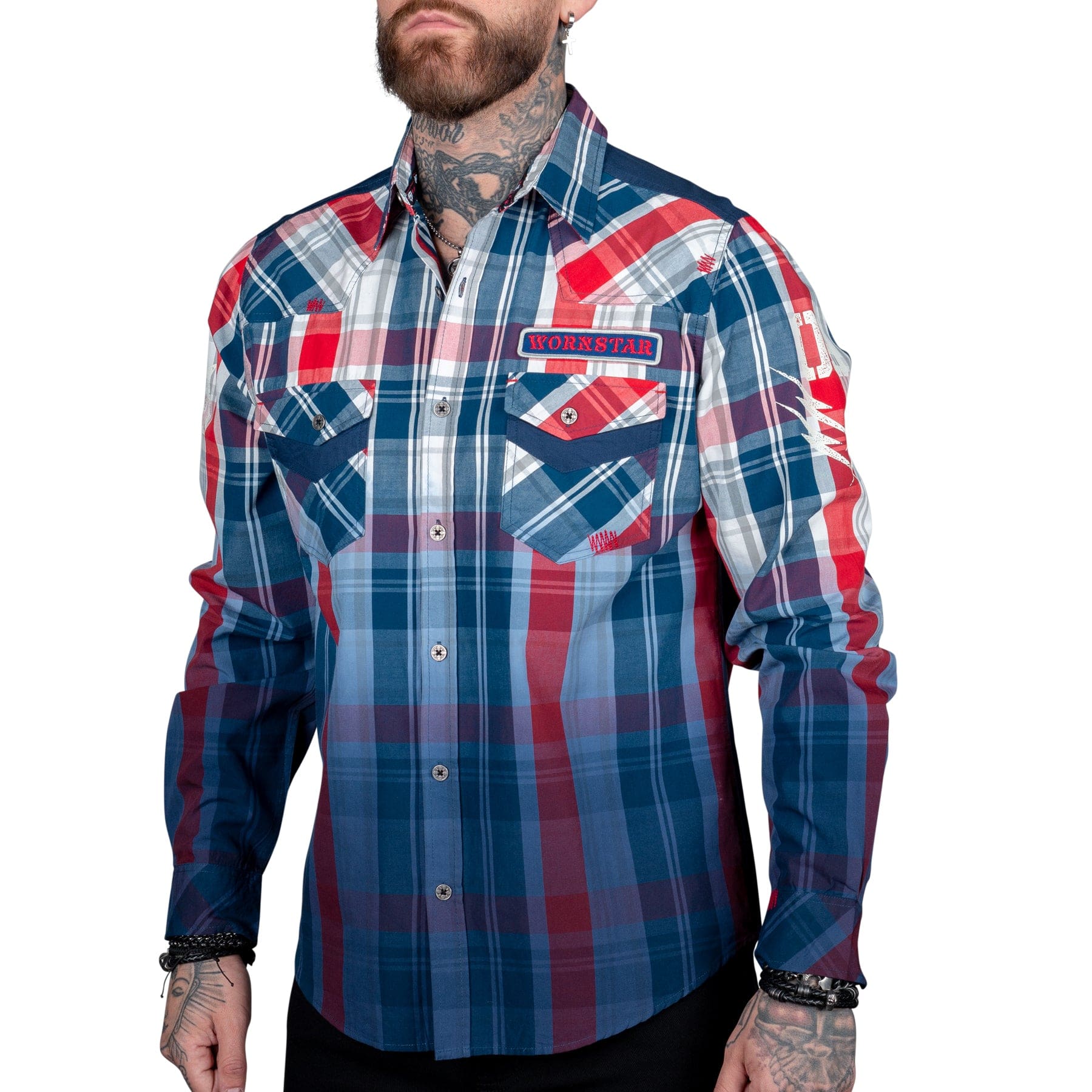 Wornstar Clothing Mens Button Down Heritage Plaid Shirt