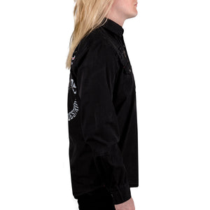 Rocknrolla Collection Button Down Seek And Destroy Shirt - Black