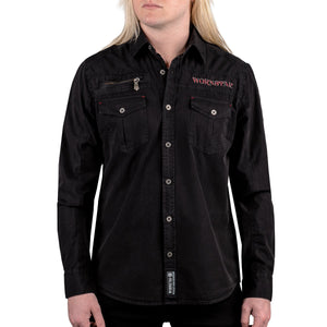 Rocknrolla Collection Button Down Seek And Destroy Shirt - Black