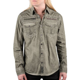 Rocknrolla Collection Button Down Seek And Destroy Shirt - Olive