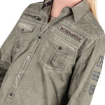 Rocknrolla Collection Button Down Seek And Destroy Shirt - Olive
