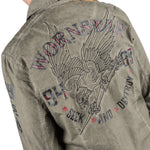 Rocknrolla Collection Button Down Seek And Destroy Shirt - Olive