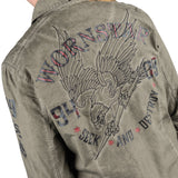 Rocknrolla Collection Button Down Seek And Destroy Shirt - Olive