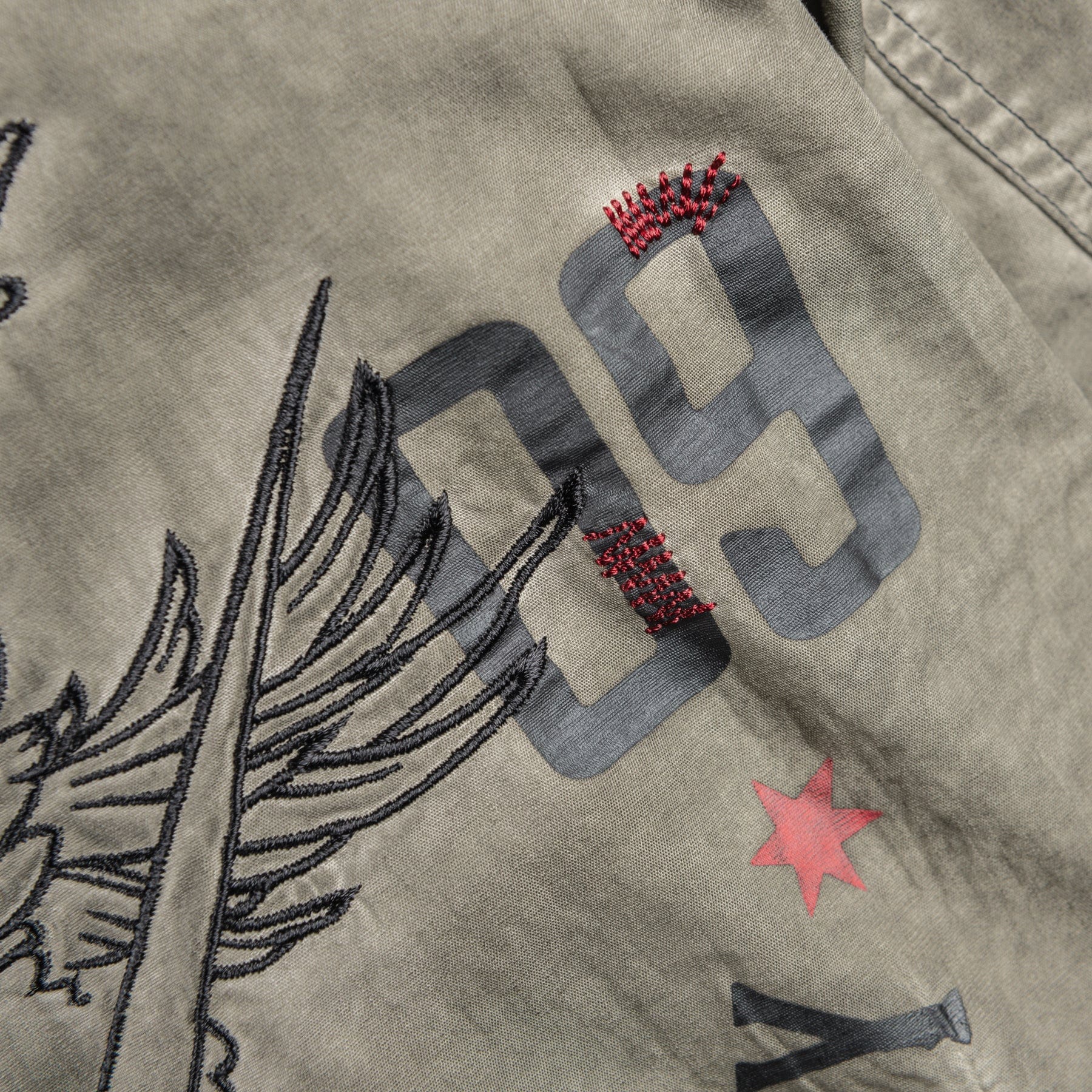 Rocknrolla Collection Button Down Seek And Destroy Shirt - Olive