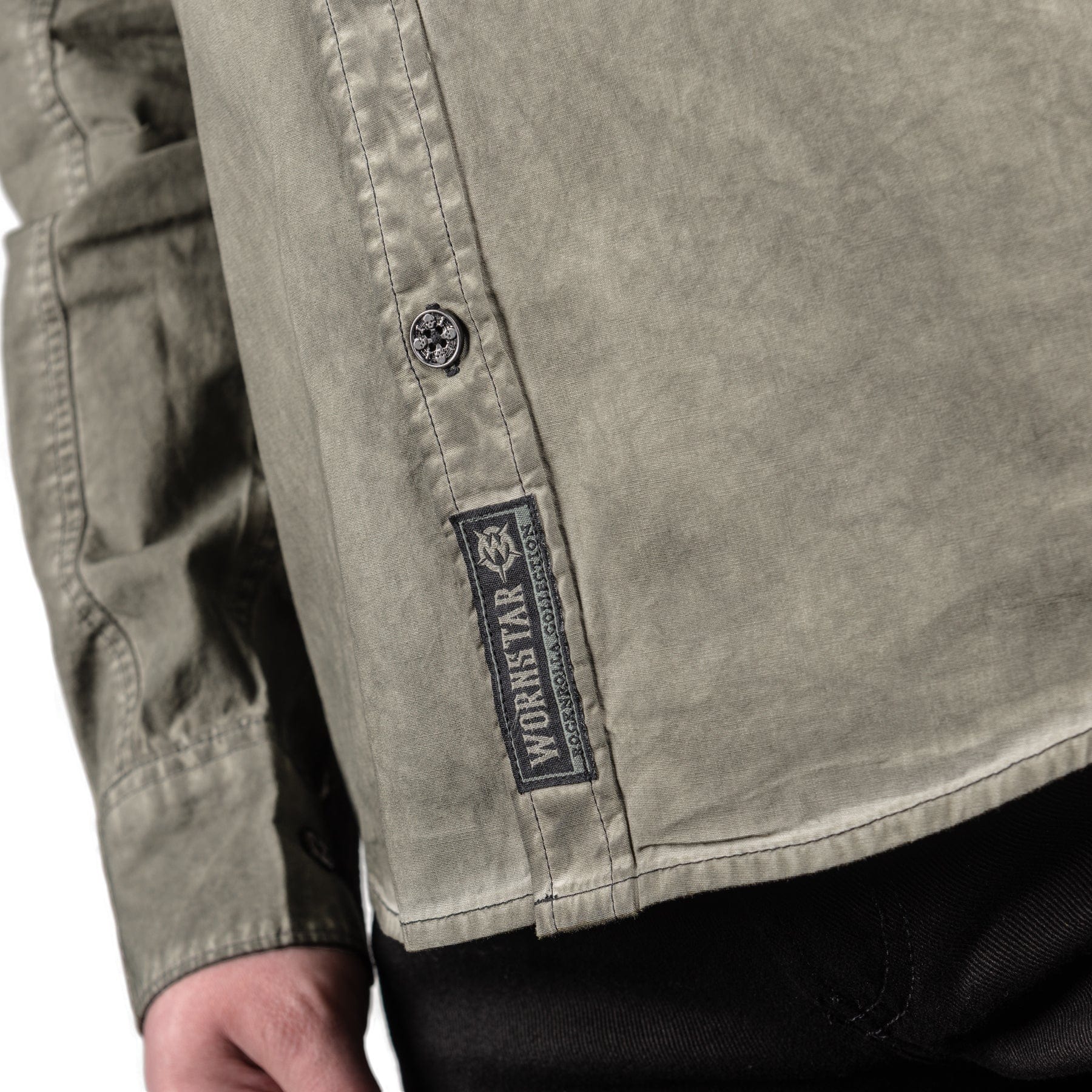 Rocknrolla Collection Button Down Seek And Destroy Shirt - Olive