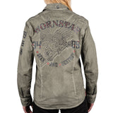 Rocknrolla Collection Button Down Seek And Destroy Shirt - Olive