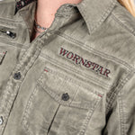 Rocknrolla Collection Button Down Seek And Destroy Shirt - Olive