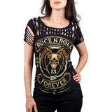 Wornstar Clothing Womens Tee. Rock N Roll Forever Cut T-Shirt