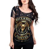 Wornstar Clothing Womens Tee. Rock N Roll Forever Cut T-Shirt
