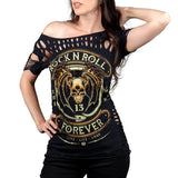 Wornstar Clothing Womens Tee. Rock N Roll Forever Cut T-Shirt