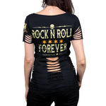 Wornstar Clothing Womens Tee. Rock N Roll Forever Cut T-Shirt