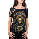 Wornstar Clothing Womens Tee. Rock N Roll Forever Cut T-Shirt
