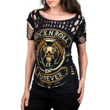 Wornstar Clothing Womens Tee. Rock N Roll Forever Cut T-Shirt