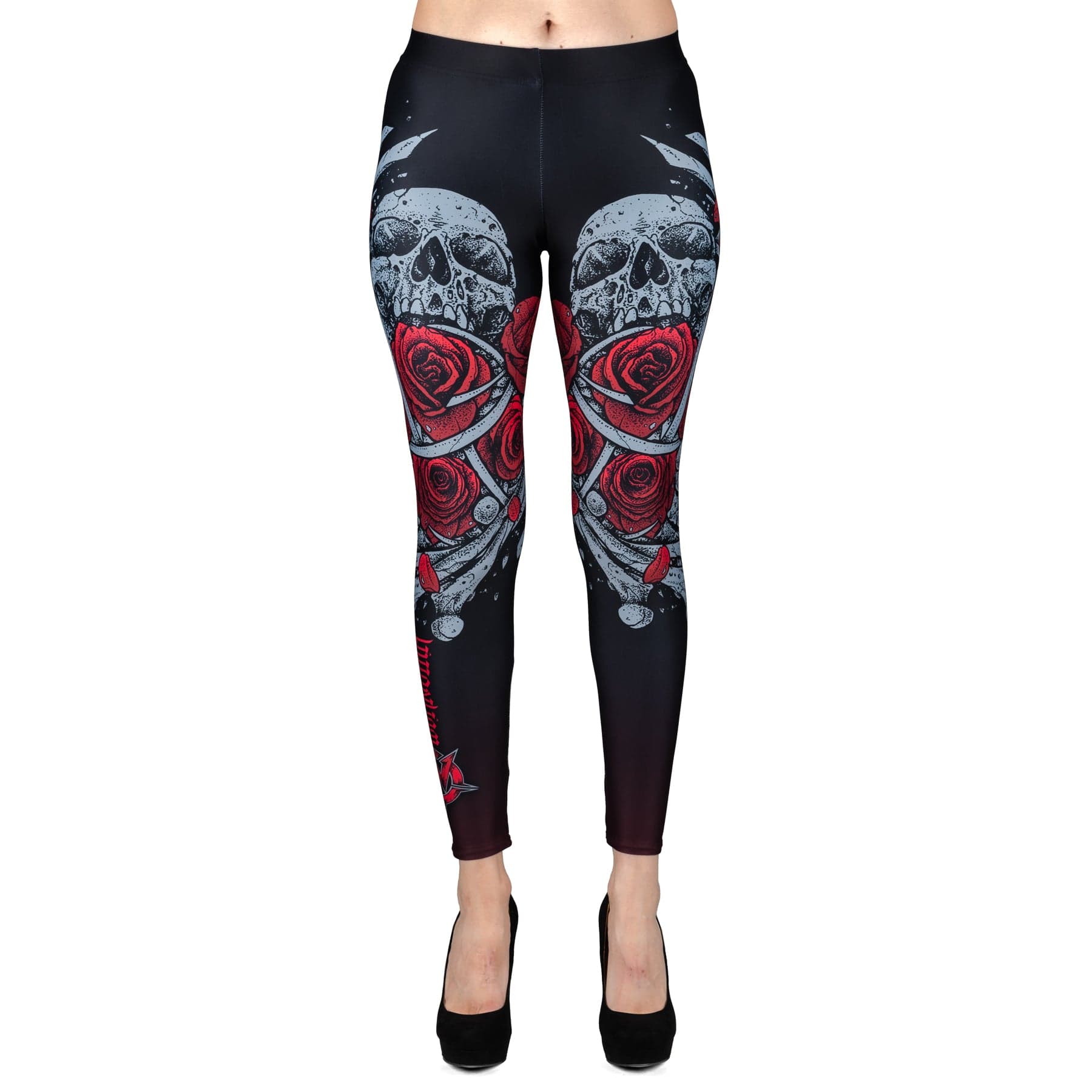 Wornstar Street Wear POD Leggings Heartbreaking Bones Leggings - Red/Black