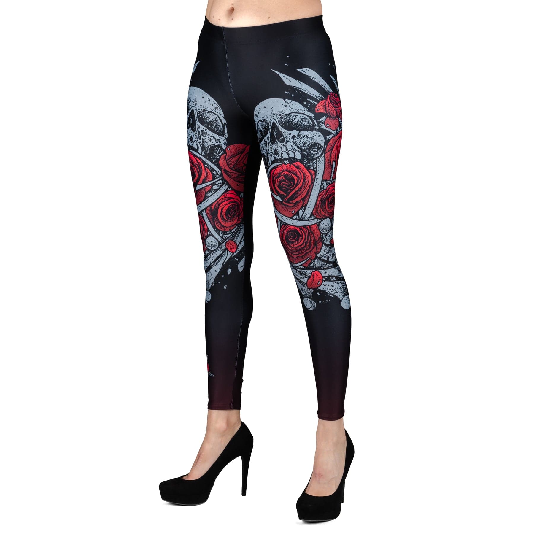 Wornstar Street Wear POD Leggings Heartbreaking Bones Leggings - Red/Black