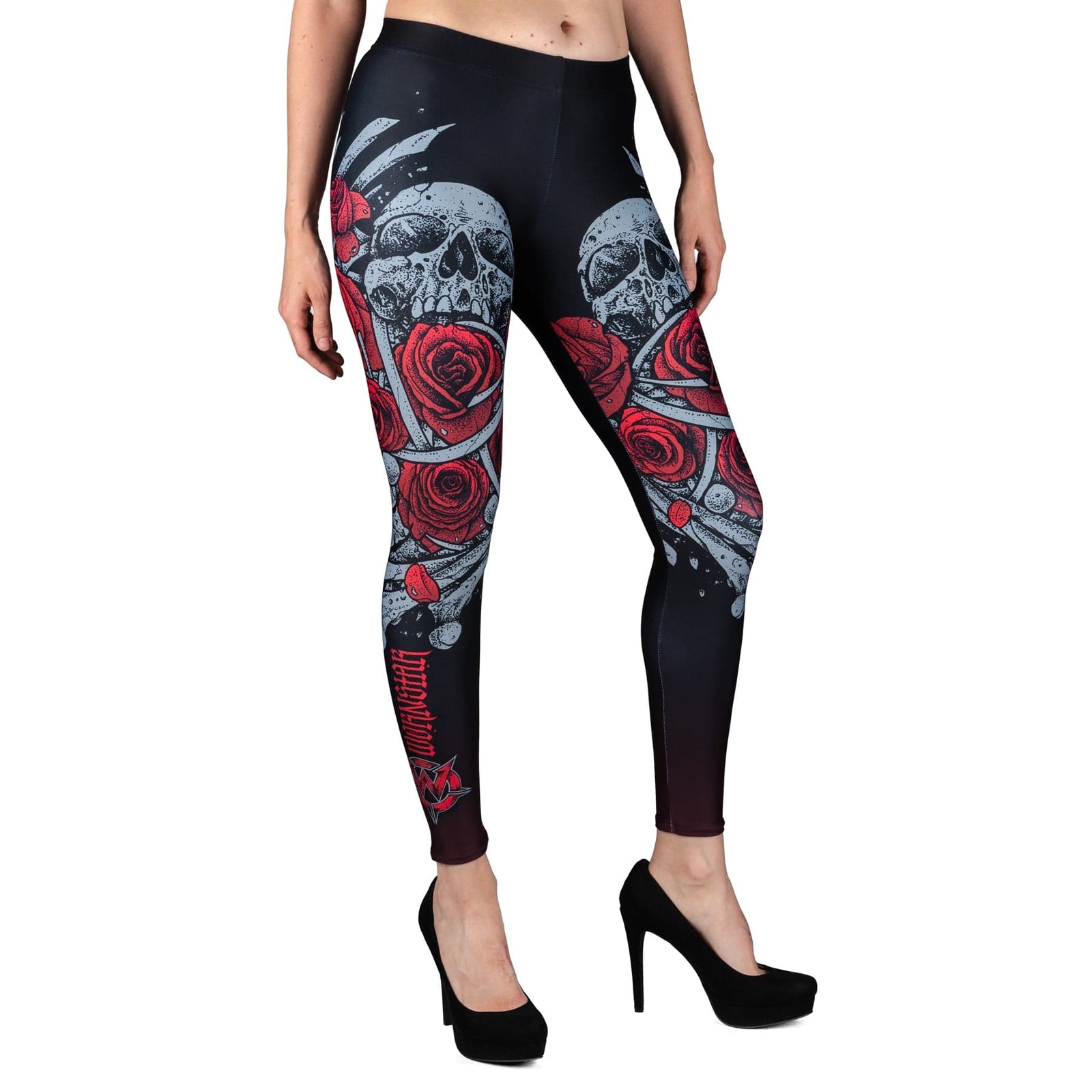 Wornstar Street Wear POD Leggings Heartbreaking Bones Leggings - Red/Black