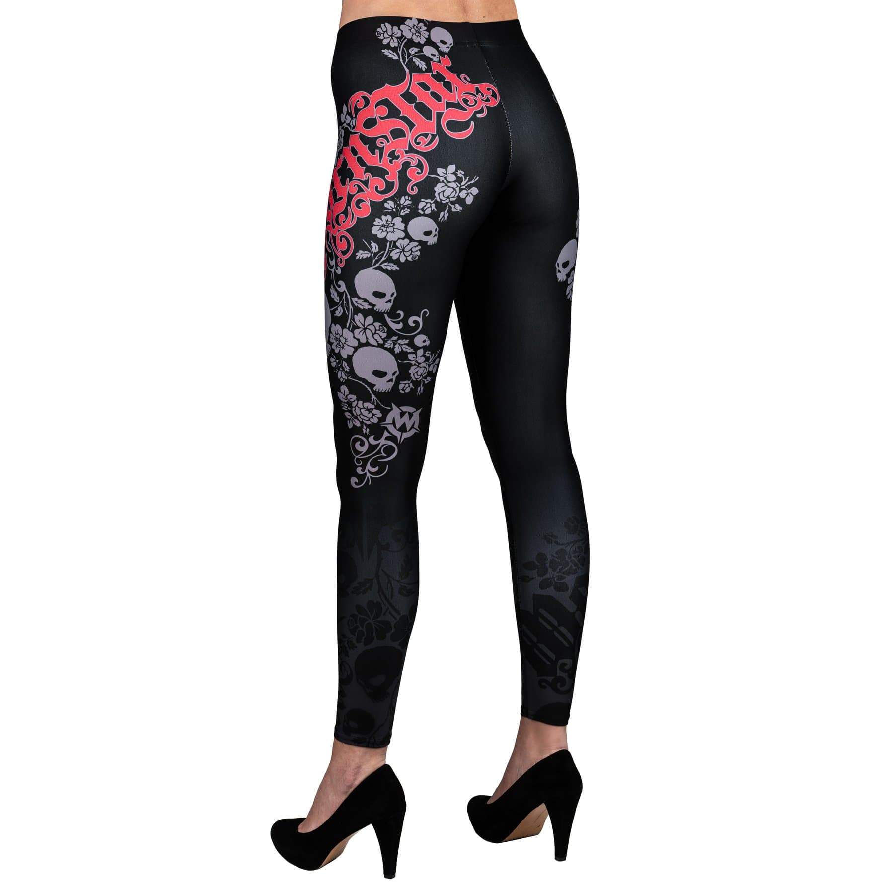 Wornstar Street Wear POD Leggings Skull Vine Leggings - Red/Black