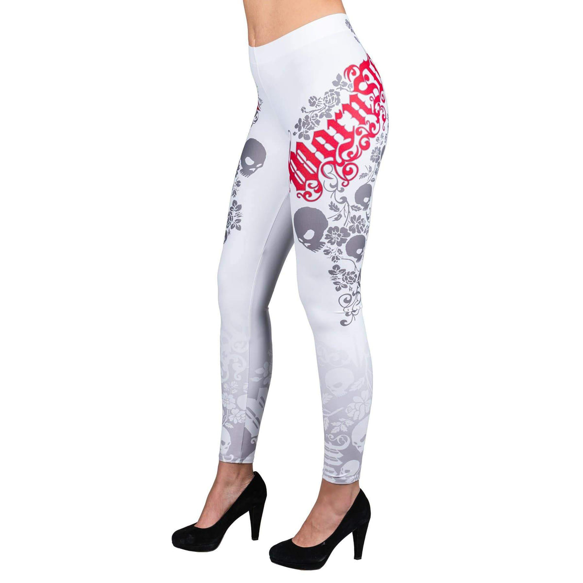 Wornstar Street Wear POD Leggings Skull Vine Leggings - Red/White