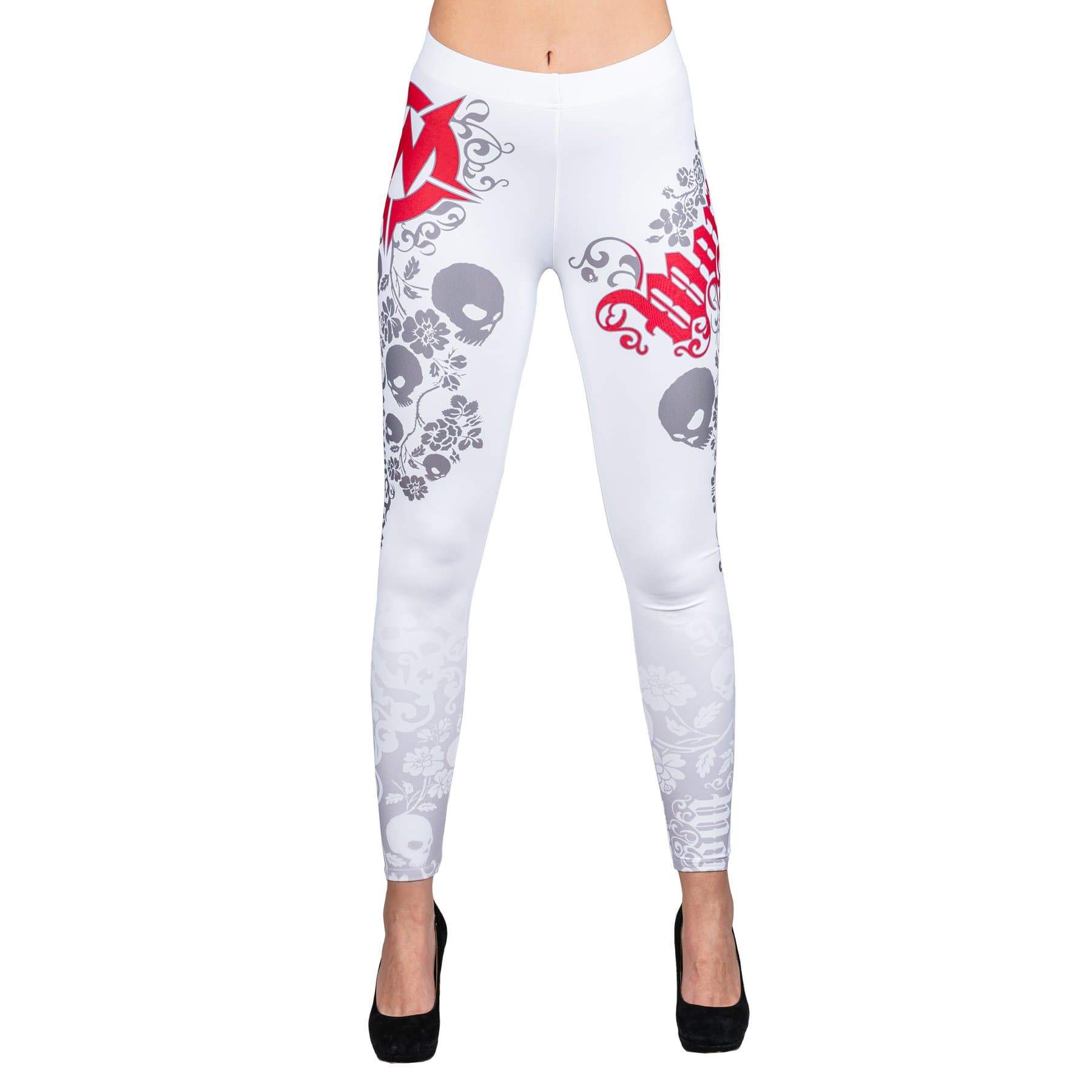 Wornstar Street Wear POD Leggings Skull Vine Leggings - Red/White