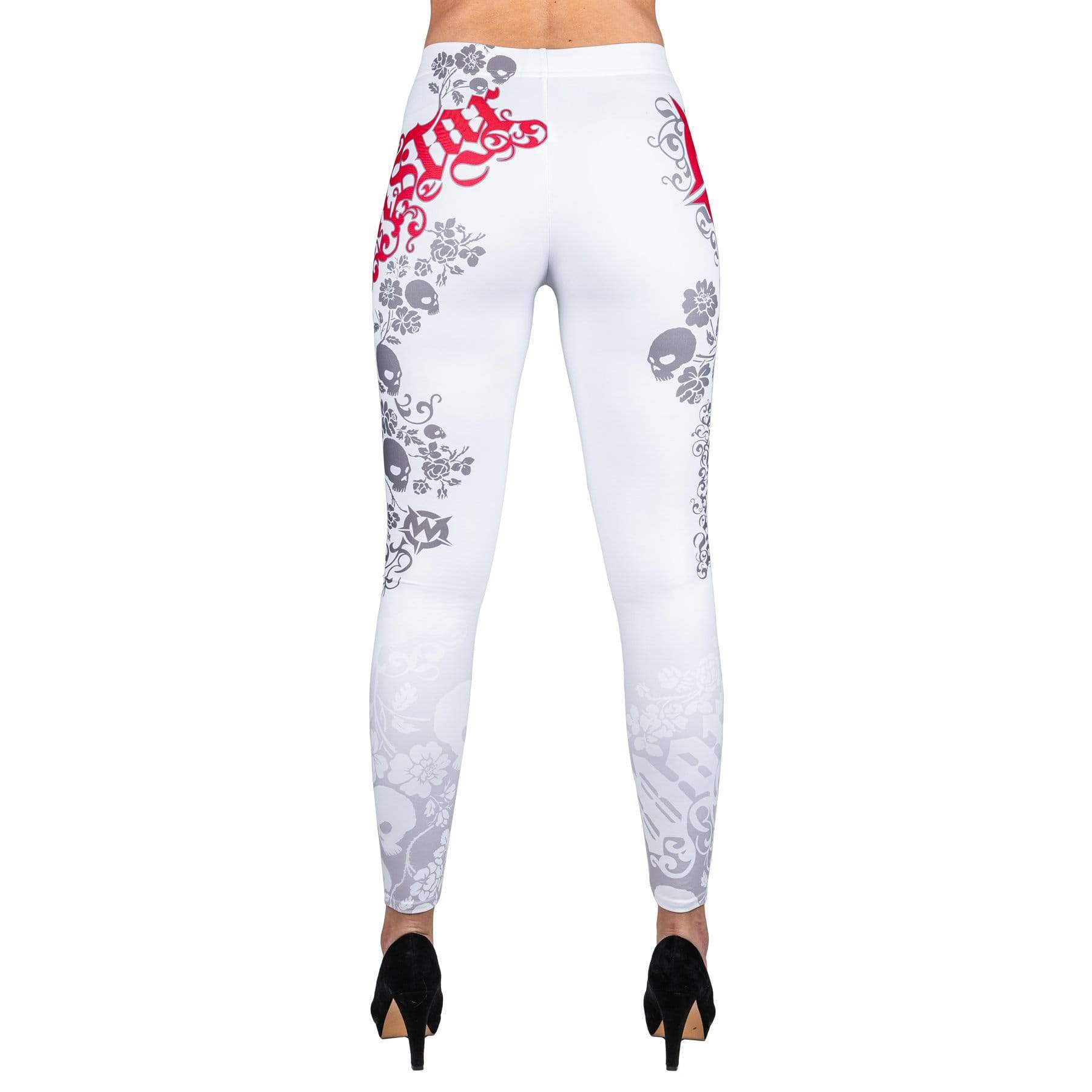 Wornstar Street Wear POD Leggings Skull Vine Leggings - Red/White