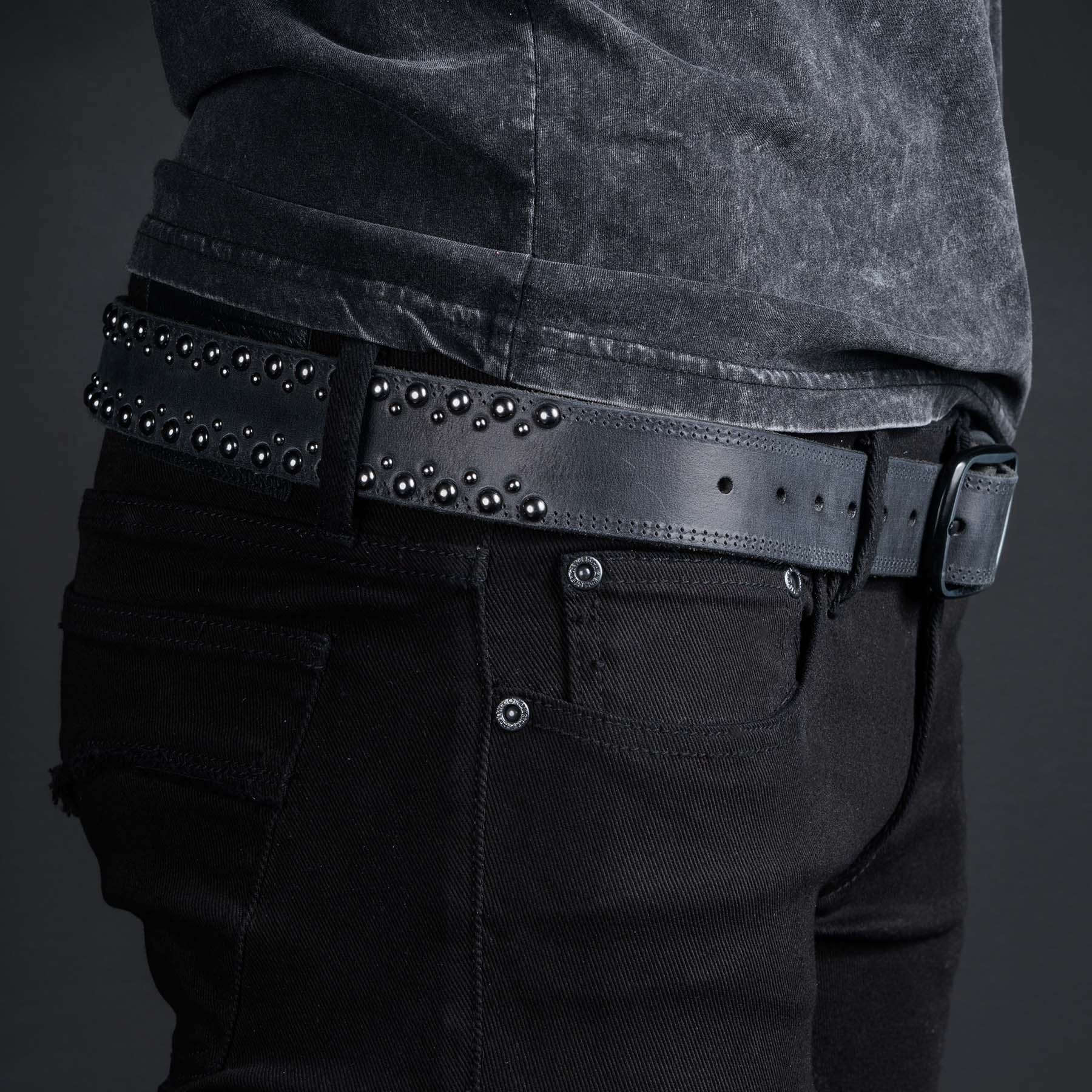 Wornstar Swag Belt Barricade Leather Belt - Black Chrome