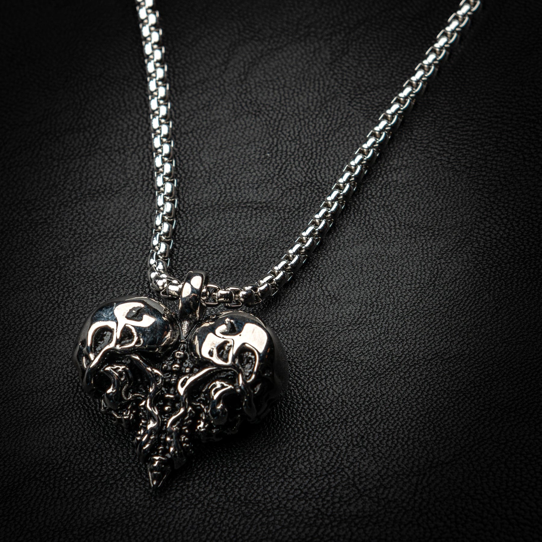 Romantic Double Skull Spinal Column Heart Shaped Pendant Goth Horror M –  Offensive Shirt co.